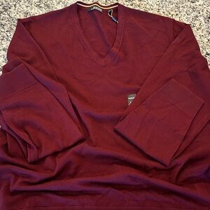 Murano Men's V-Neck Modern Performance Sweater in Deep Wine